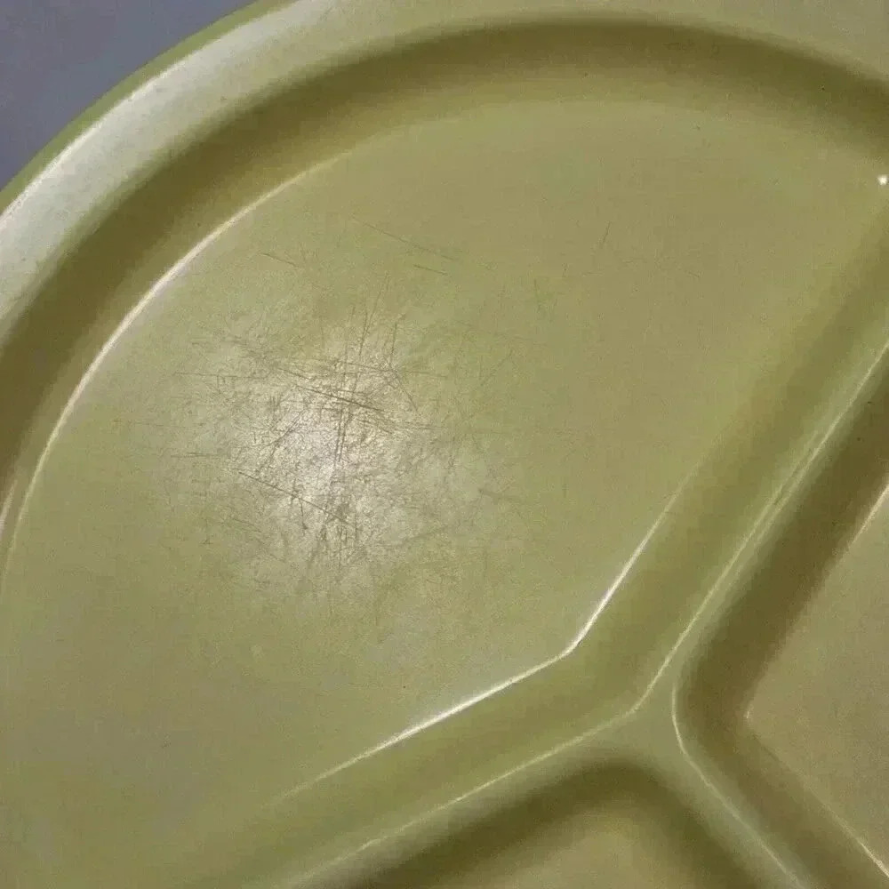 Texas Ware 2 Divided Plates Melamine Plastic Yellow Picnic Camp Kid‎ Vintage - Picture 9 of 11